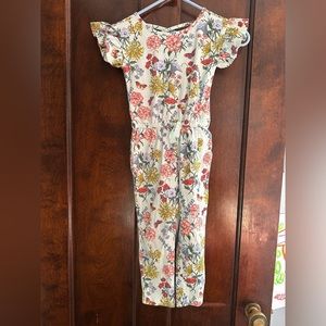 Tea Collection wildflower jumpsuit size 5 girls, EUC